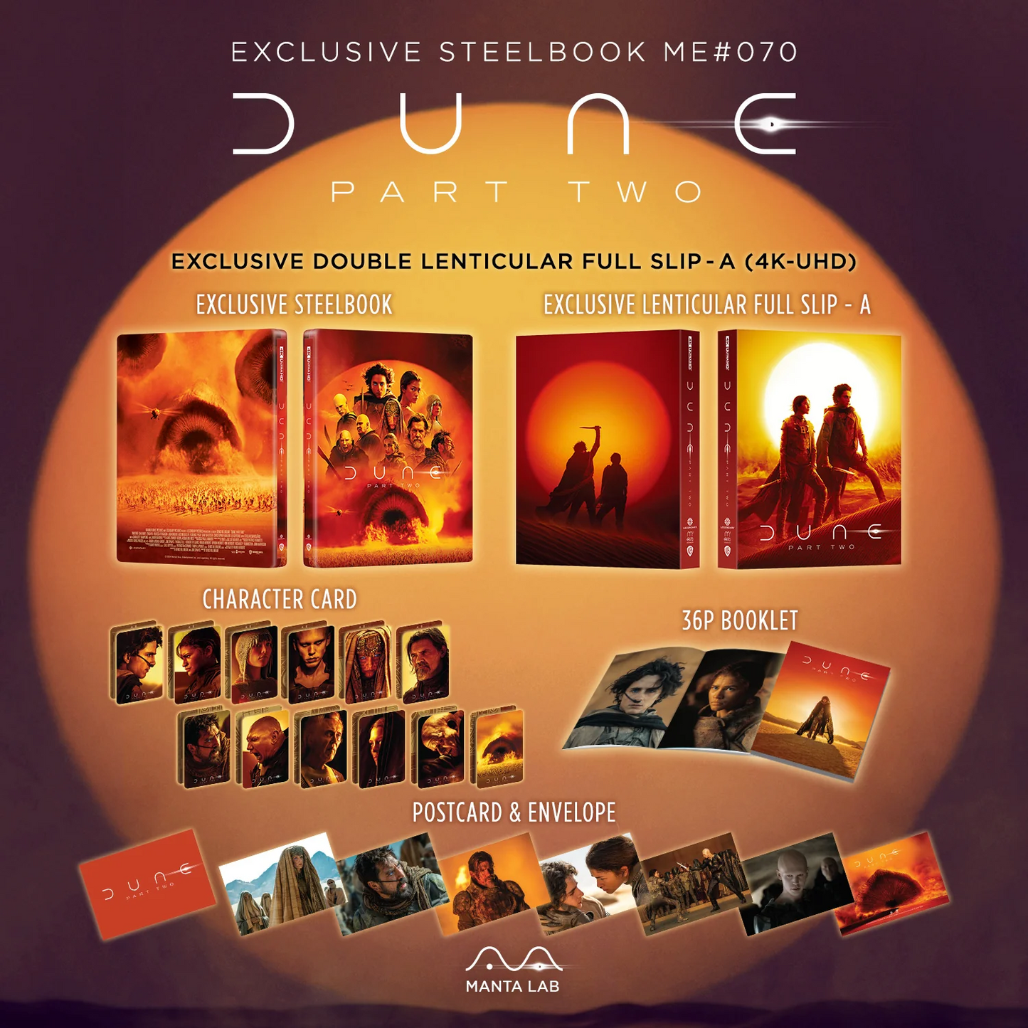 Dune: Part Two 4K Blu-ray Steelbook Manta Lab Exclusive ME#70 Double Lenticular Full Slip A
