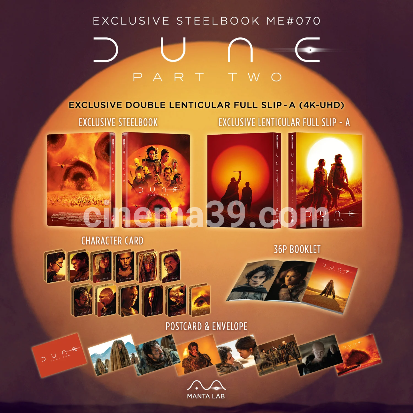 Dune: Part Two 4K Blu-ray Steelbook Manta Lab Exclusive ME#70 Double Lenticular Full Slip B