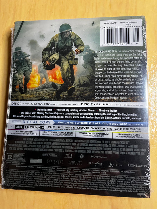 Hacksaw Ridge Steelbook 4K + Blu-ray Lionsgate Limited