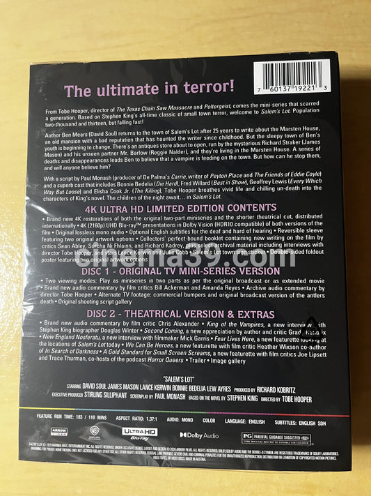 Salem's Lot Película 4K Edición Limitada + Blu-ray