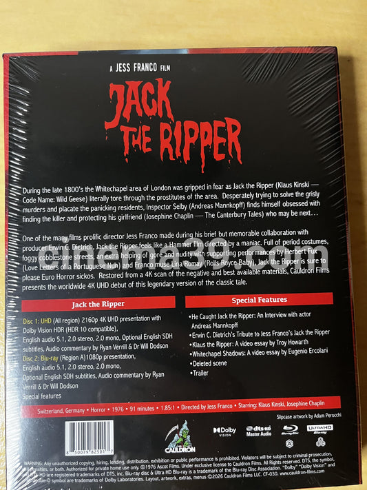 Jack The Ripper Película 4K + Blu-ray