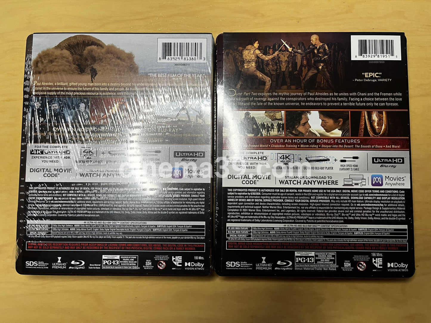 Dune One & Dune Part Two Steelbooks 4K + Blu-ray