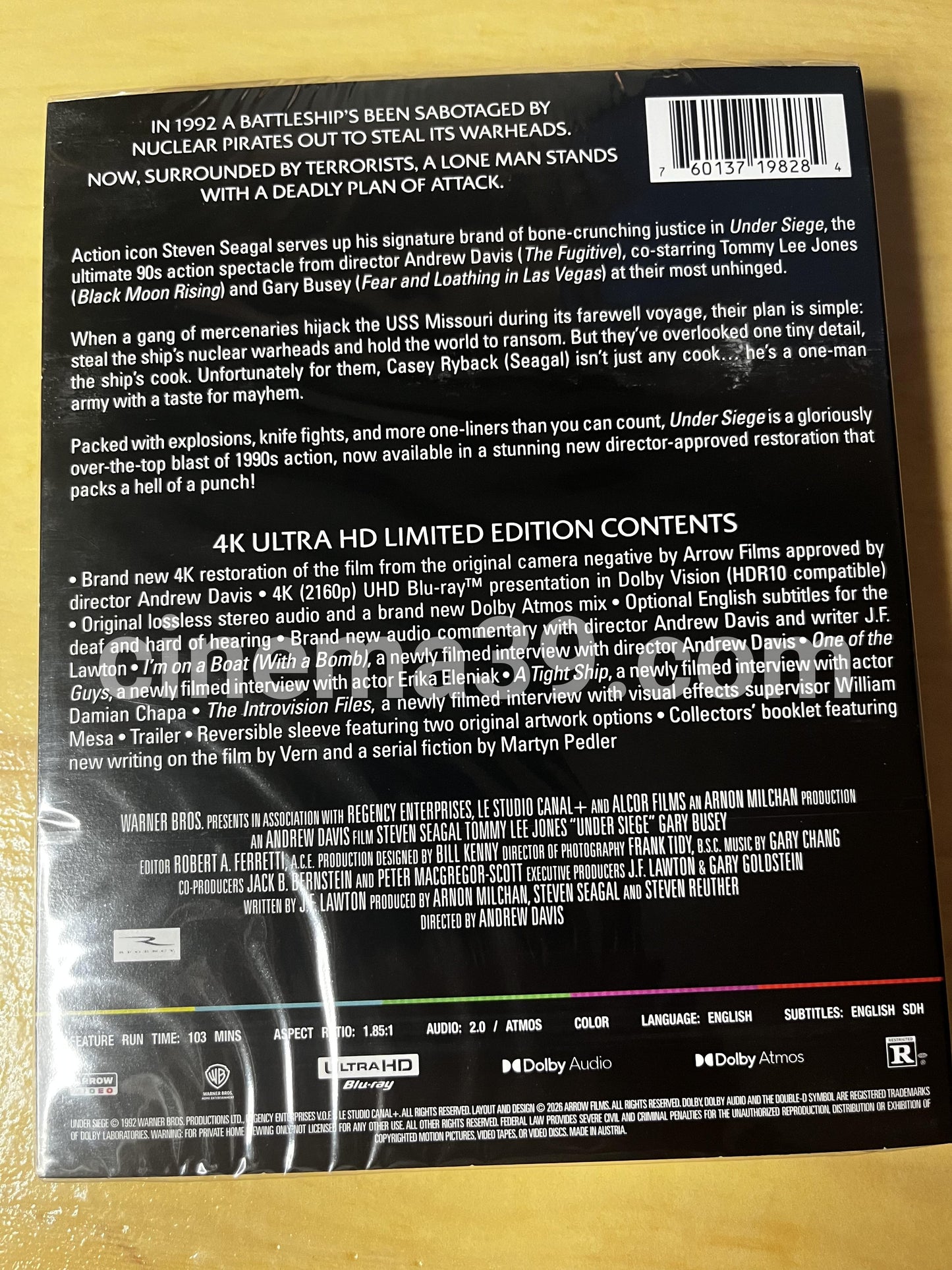 Under Siege Película 4K Edición Limitada Arrow
