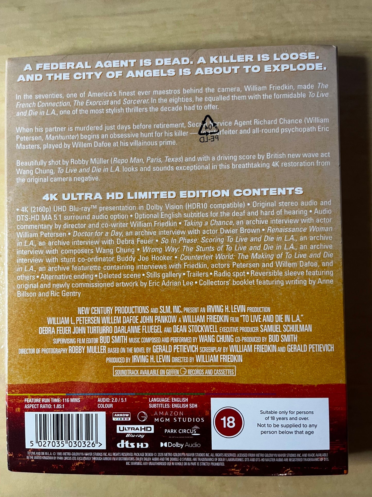 To Live and Die in L.A. Película 4K + Blu-ray Edición Limitada Arrow Video