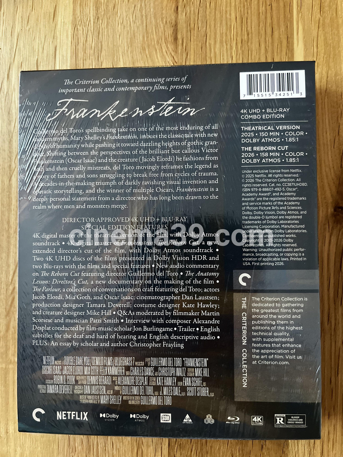 Frankenstein de Guillermo del Toro Película 4k UHD + Blu-Ray