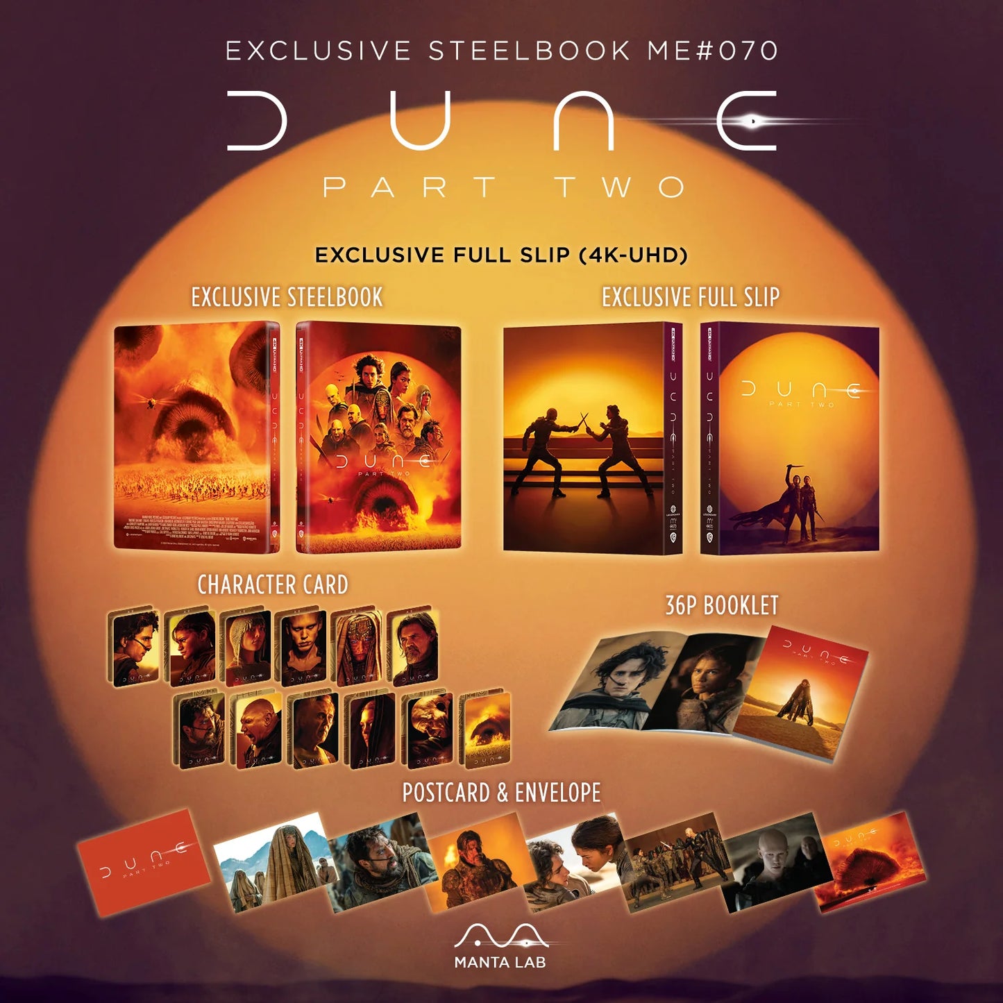 Dune: Part Two 4K Blu-ray Steelbook Manta Lab Exclusive ME#70 Full Slip