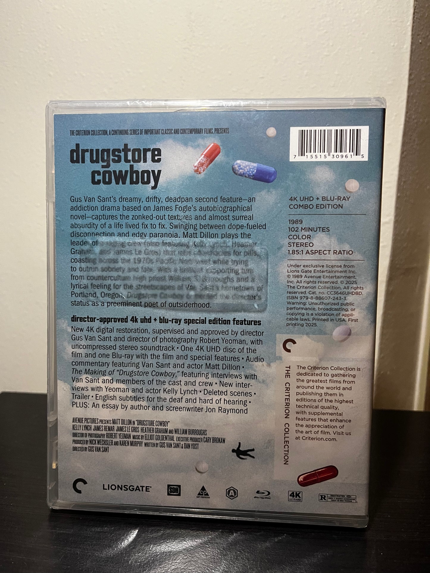 [Nuevo] Drugstore Cowboy Película 4K Criterion + Blu-ray