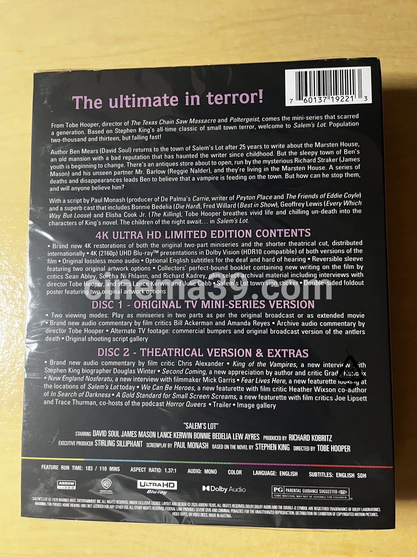Salem's Lot Película 4K Edición Limitada + Blu-ray