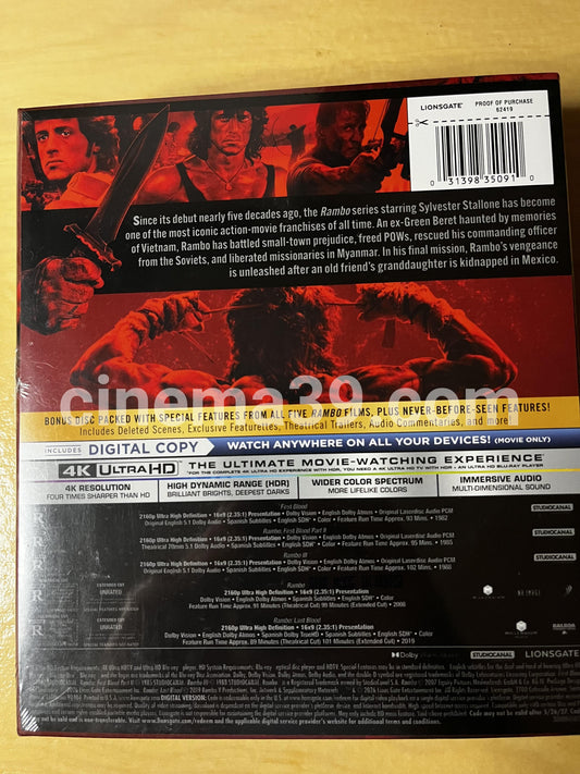 Rambo Colección Películas 1 - 5 Edición Coleccionista 4K + Digital