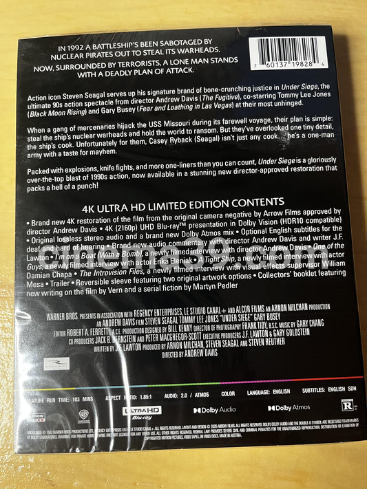 Under Siege Película 4K Edición Limitada Arrow