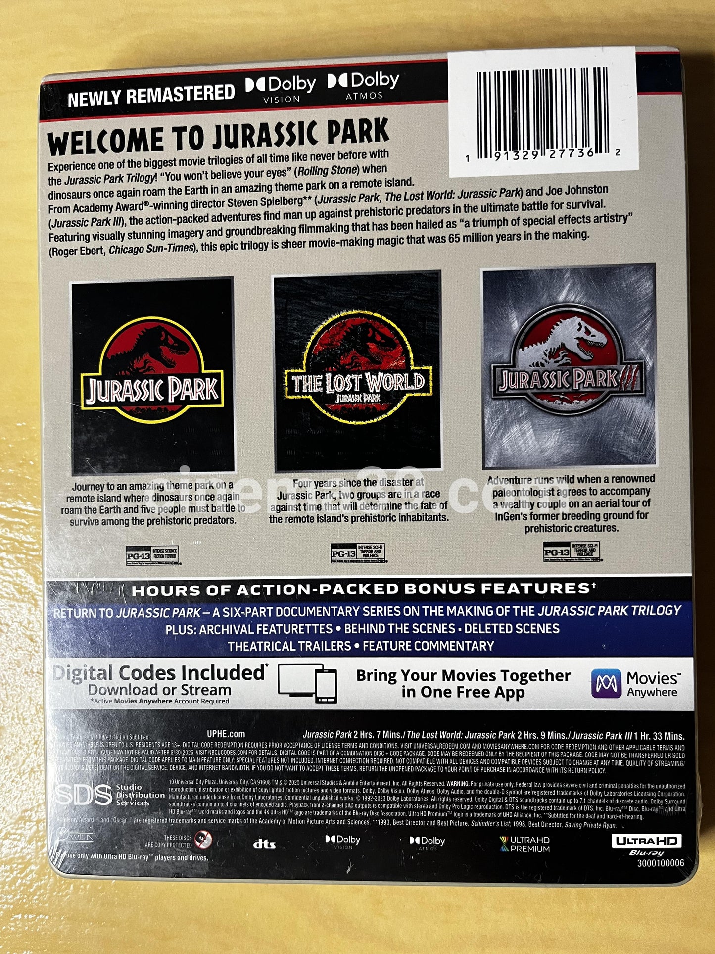Jurassic Park Trilogy Limited Edition Steelbook 4K Ultra HD + Digital