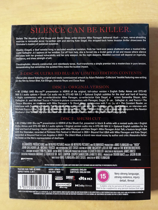 Hush Película 4K + Blu-ray Edición Limitada Arrow Video
