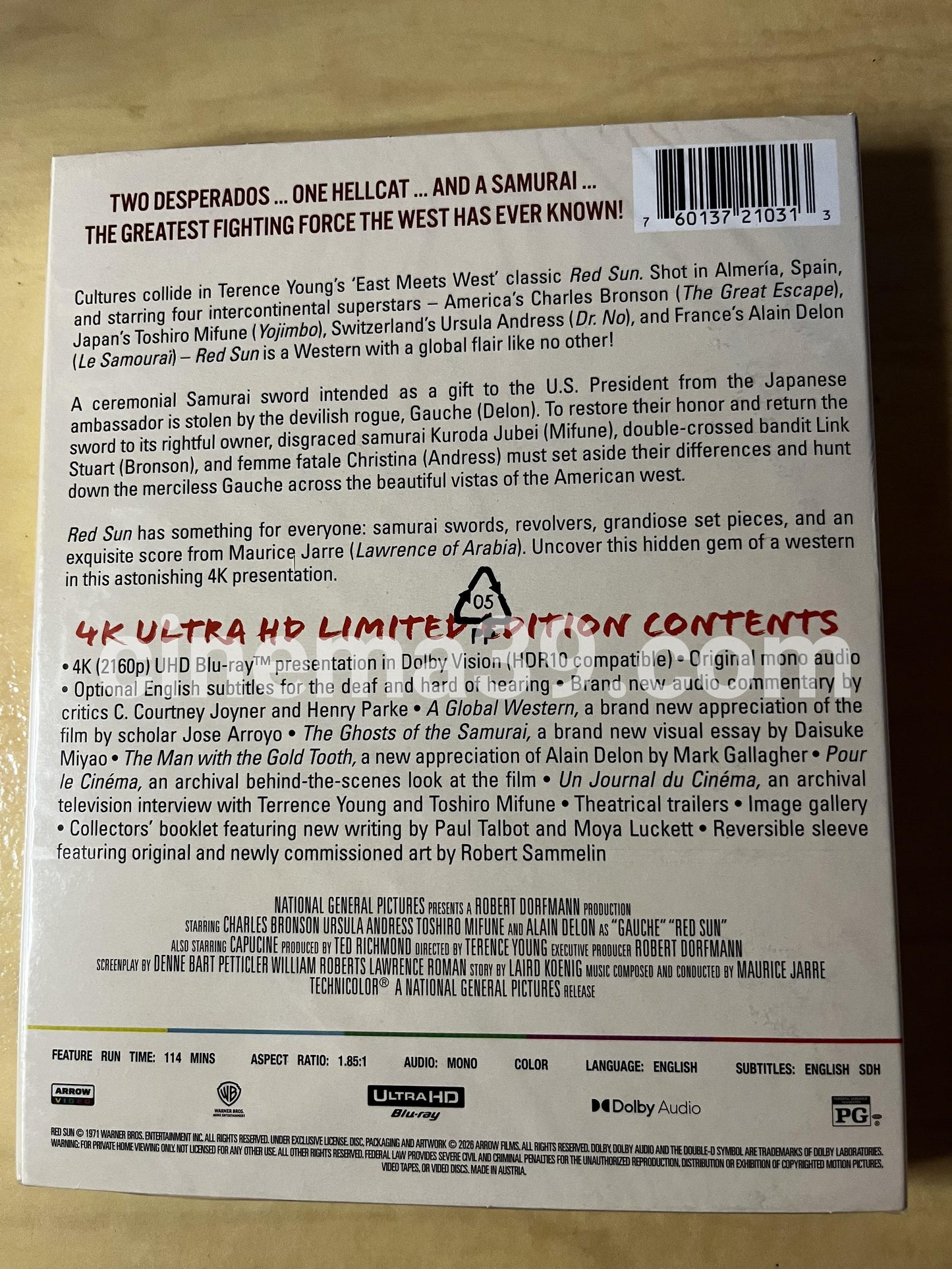 Red Sun Película 4K + Blu-ray Edición Limitada Arrow Video