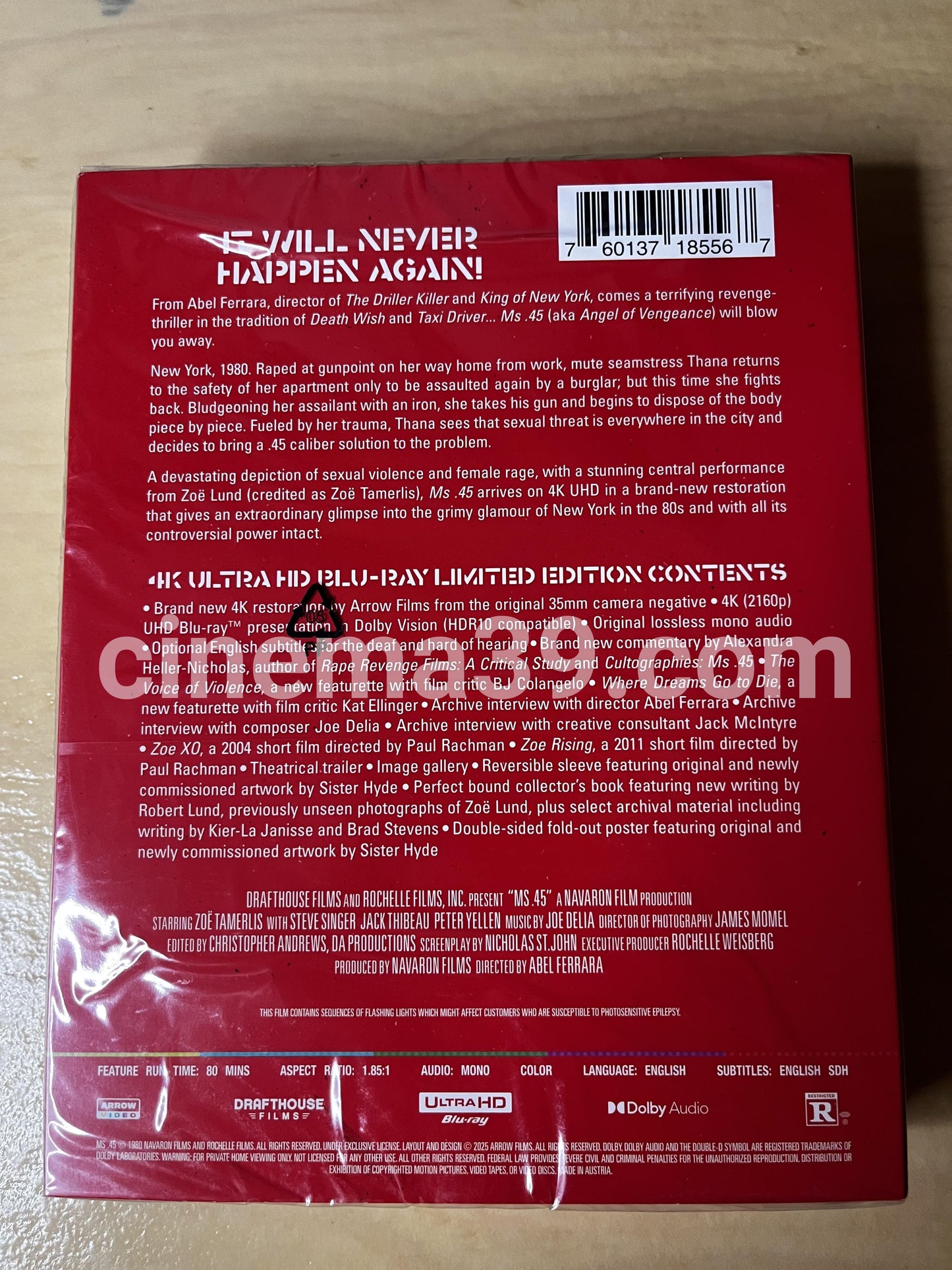Ms 45 Película 4K UHD Edición Limitada Arrow Video
