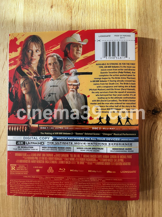 Kill Bill Vol2 4K UHD + Blu-ray Steelbook
