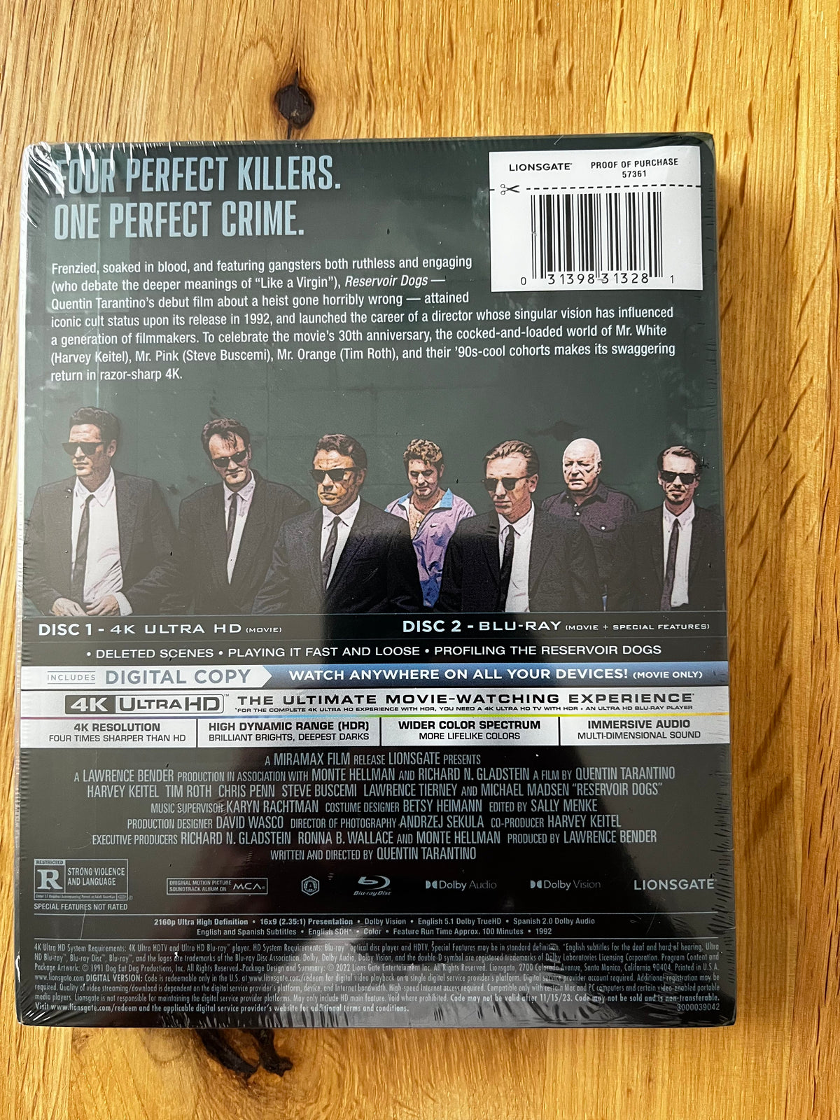 Reservoir Dogs Lionsgate 4K Ultra HD Blu-ray Steelbook