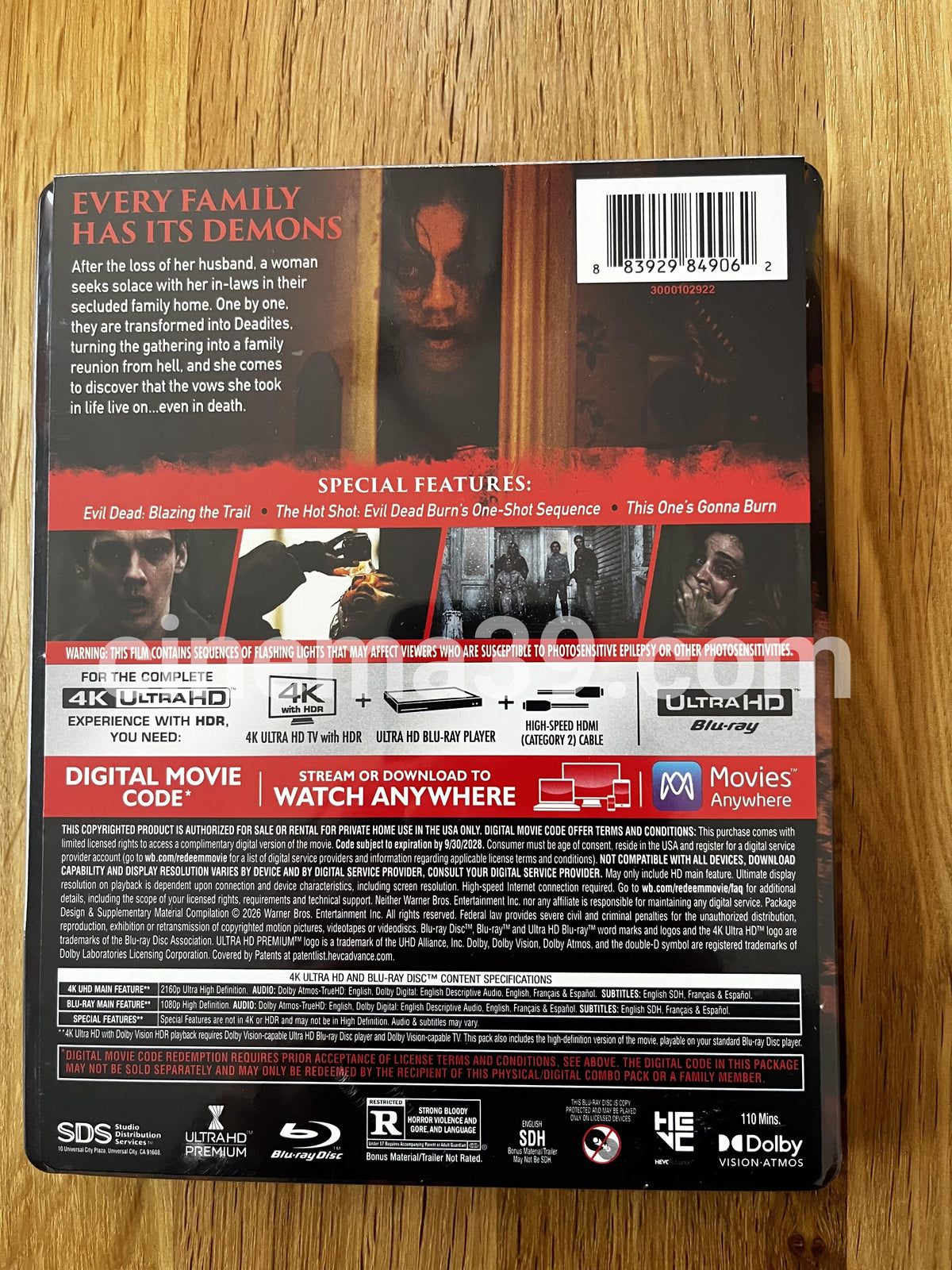 Evil Dead Burn Steelbook 4K + Blu-ray + Digital