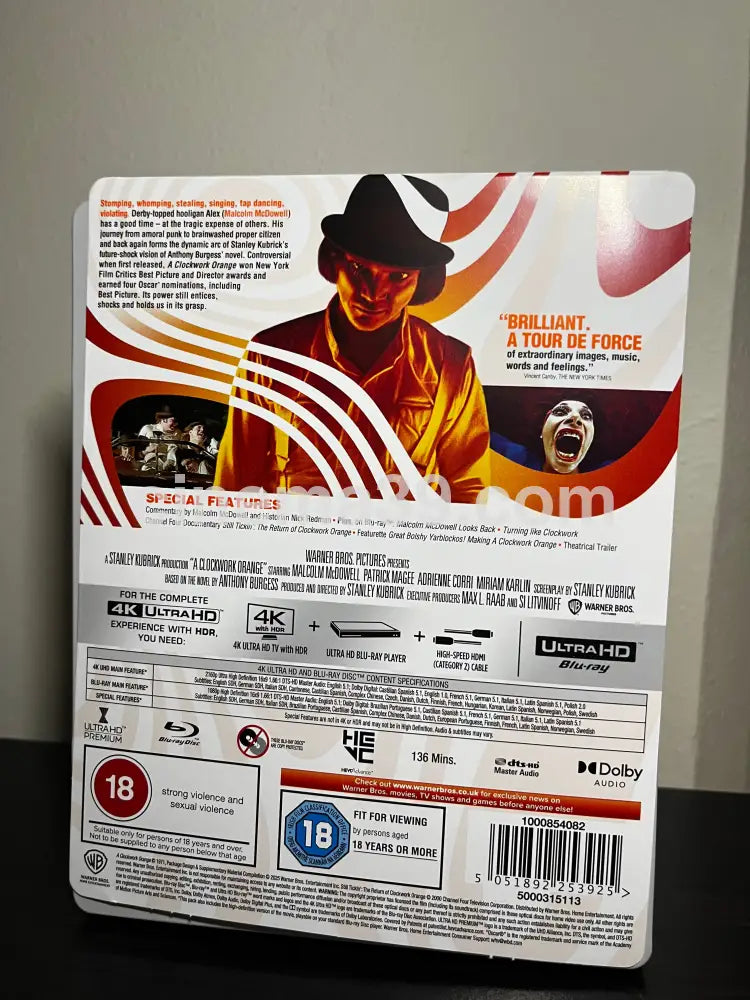 A Clockwork Orange 4K Steelbook Edición Limitada + Blu-ray 4k Steelbook