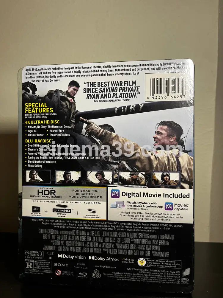 Fury 4K Steelbook + Blu-ray + Código Digital 4k Steelbook
