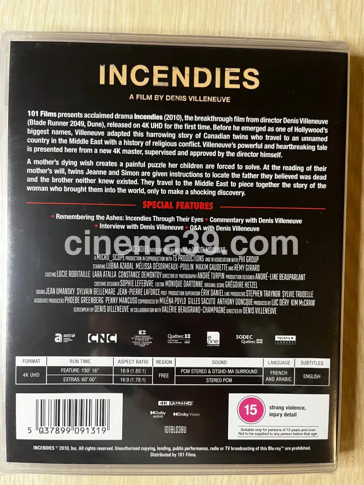 Incendies Película 4K Edición Estándard 4K