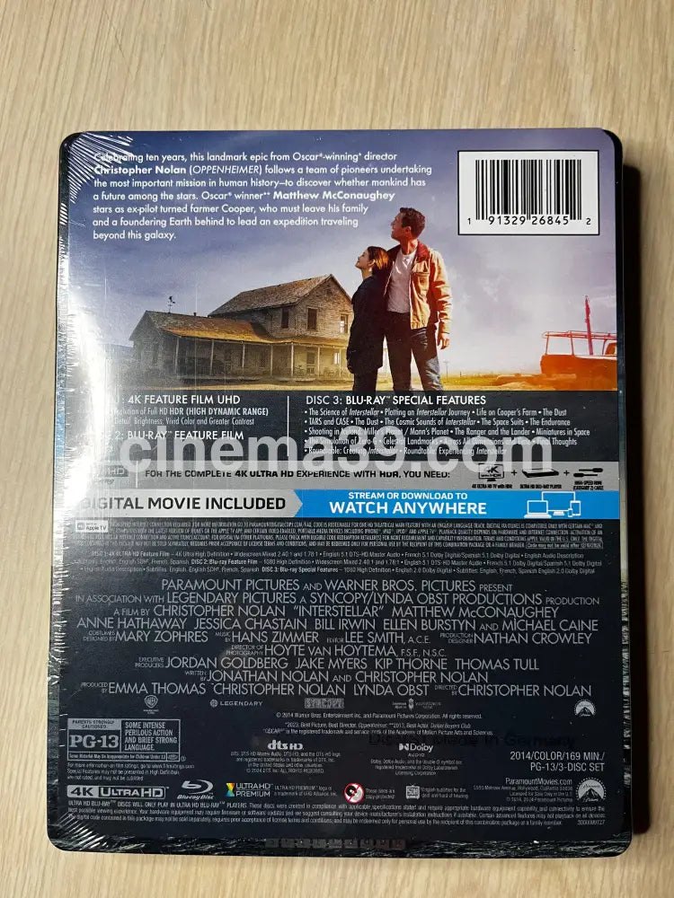 Interstellar Película 4K Steelbook Edición Waltmart Exclusive 4k Steelbook