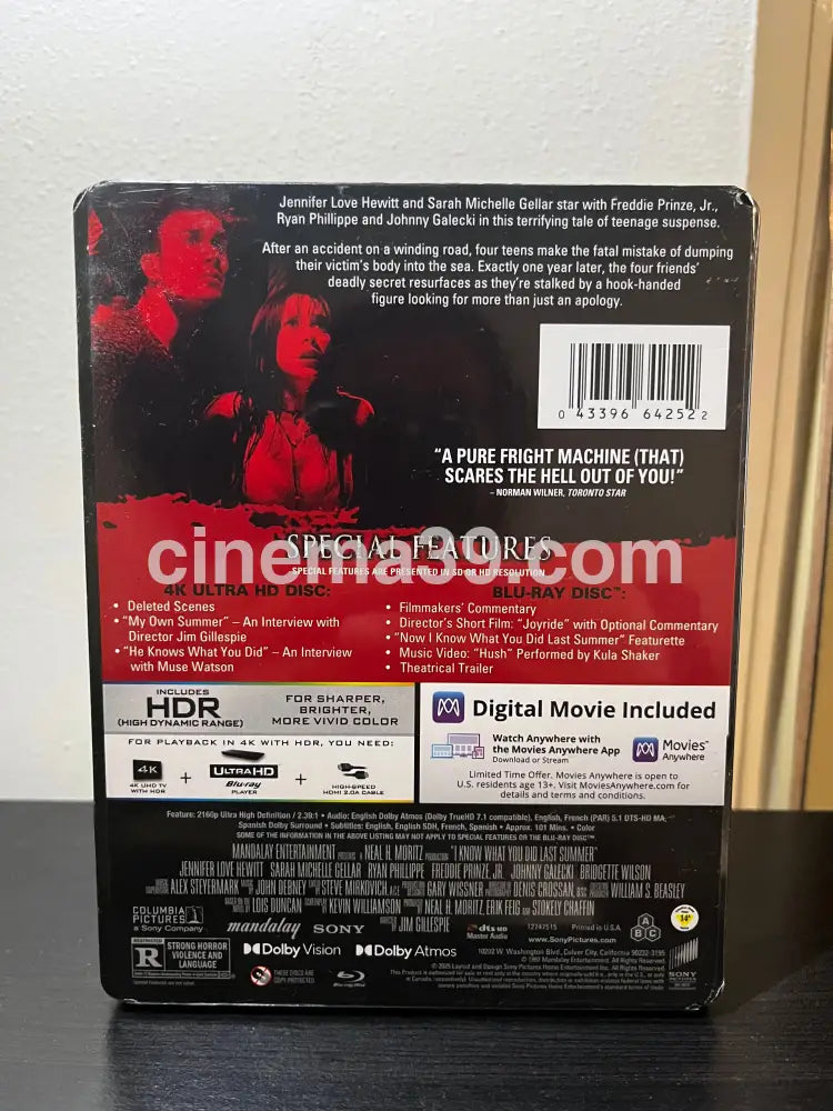 [Nuevo] I Know What You Did Last Summer Película 4K Steelbook + Blu-ray + Còdigo Digital 4K