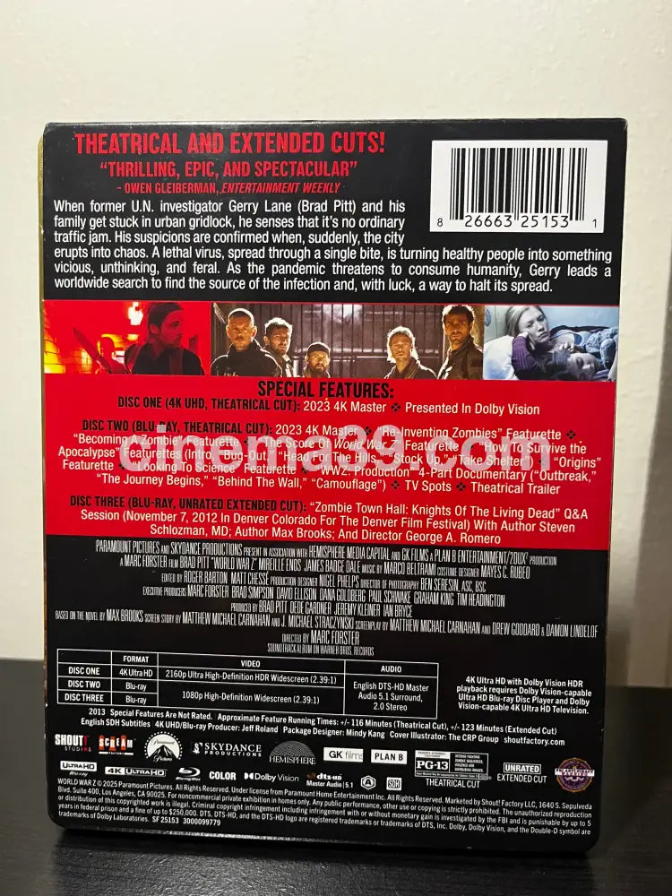 [Nuevo] World War Z Walmart Exclusive 4K Steelbook + Blu-ray 4K Limited Edition